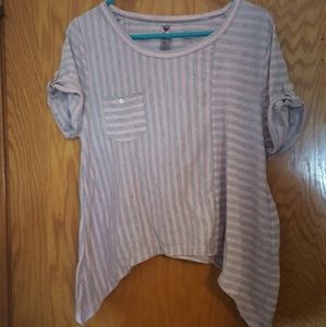 Pink and grey striped t shirt